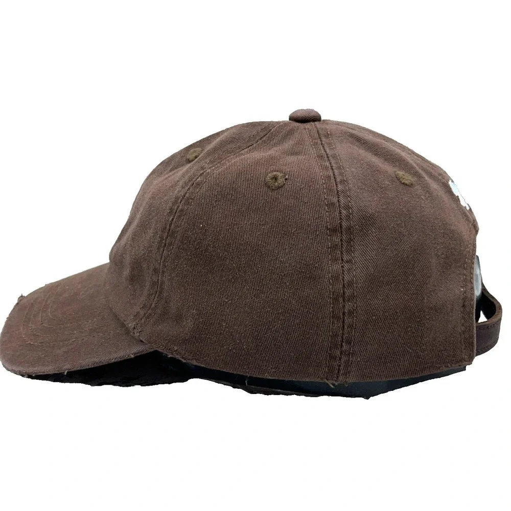 Vintage American‎ Eagle Hat Cap Leather Strap Back Script AEO Dad Baseball Y2K